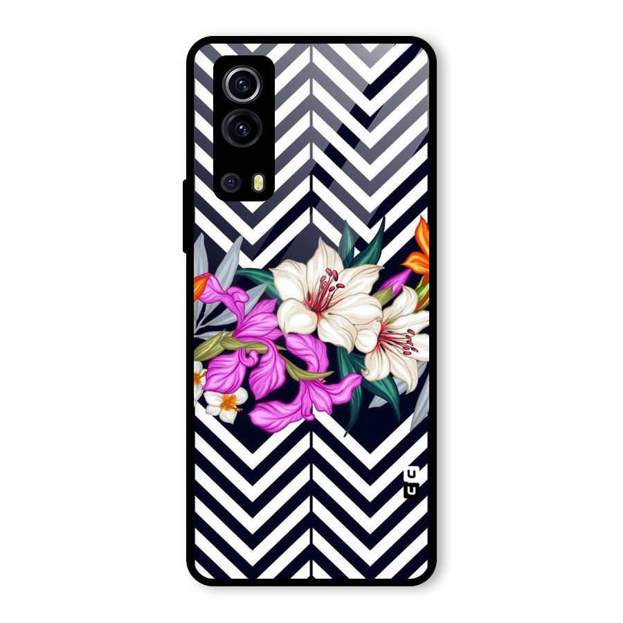 Artsy ZigZag Floral Glass Back Case for Vivo iQOO Z3