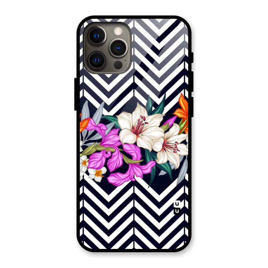 Artsy ZigZag Floral Glass Back Case for iPhone 12 Pro Max