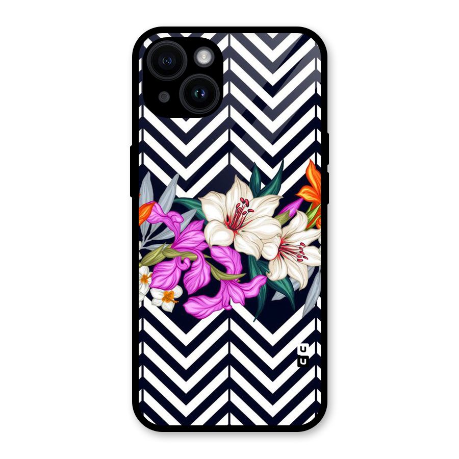 Artsy ZigZag Floral Glass Back Case for iPhone 14