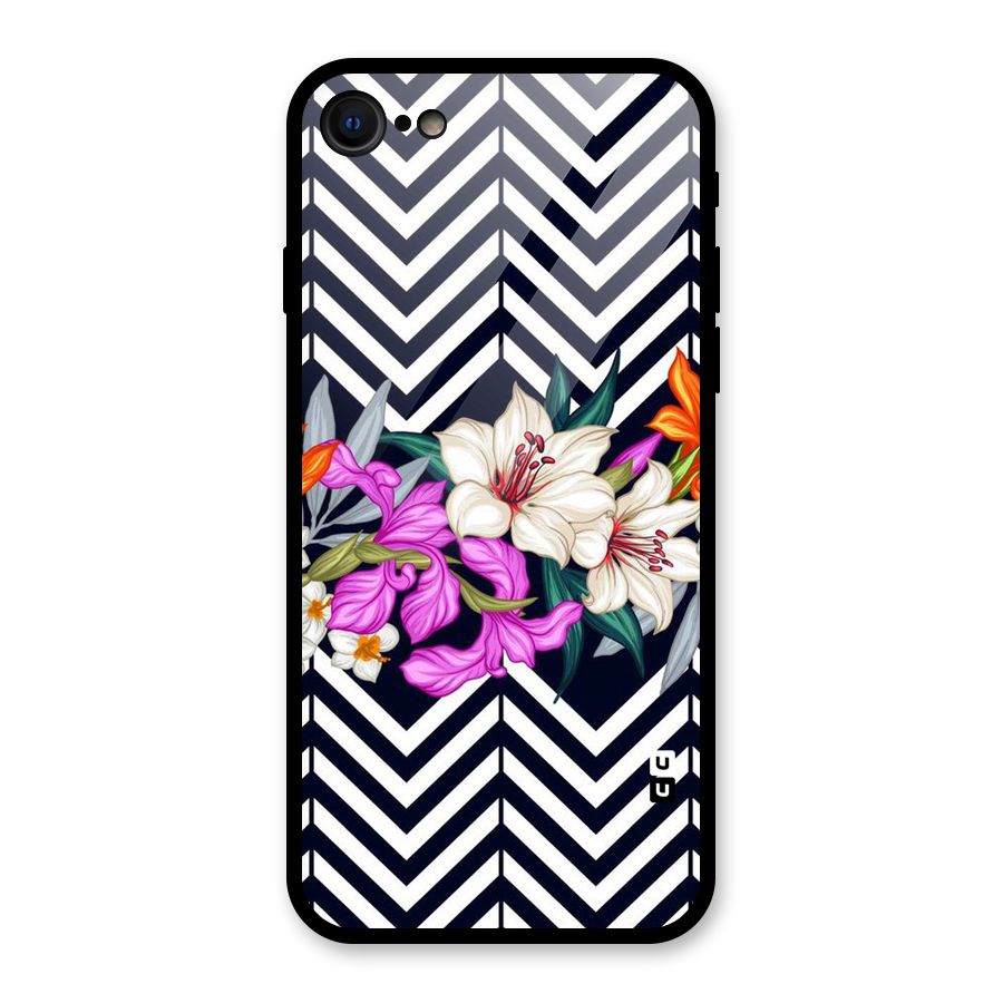 Artsy ZigZag Floral Glass Back Case for iPhone SE 2022