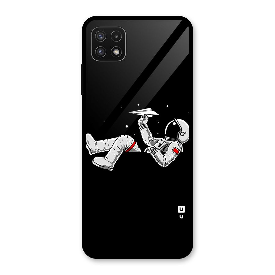 Astronaut Aeroplane Glass Back Case for Galaxy A22 5G