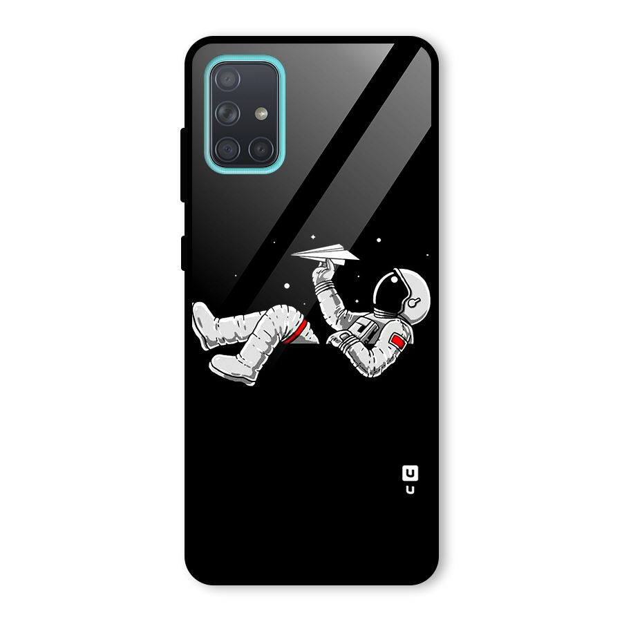 Astronaut Aeroplane Glass Back Case for Galaxy A71