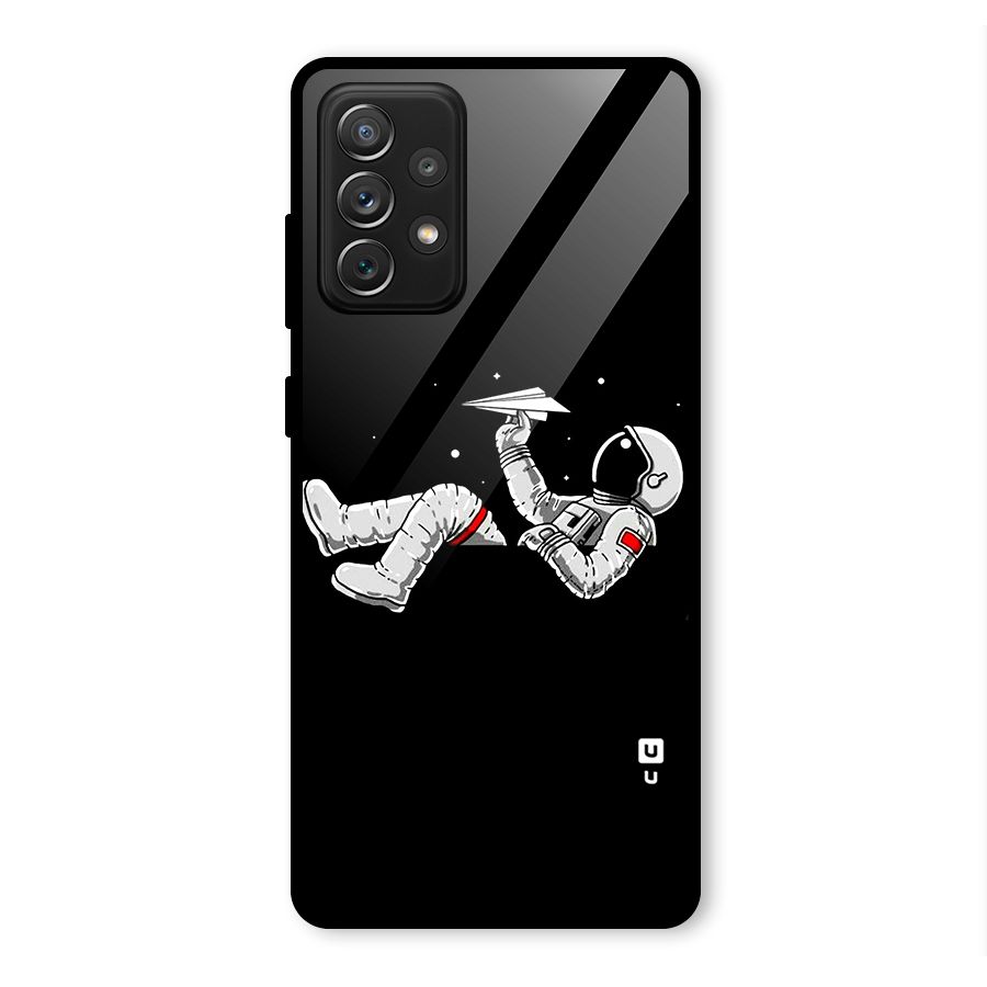 Astronaut Aeroplane Glass Back Case for Galaxy A72