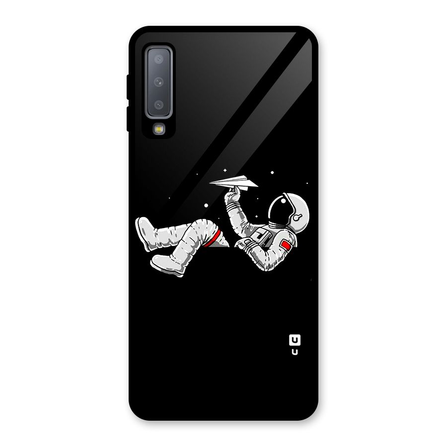Astronaut Aeroplane Glass Back Case for Galaxy A7 (2018)
