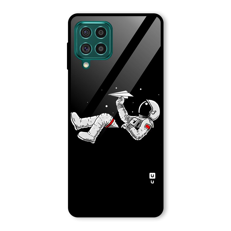 Astronaut Aeroplane Glass Back Case for Galaxy F62