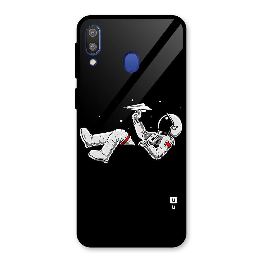 Astronaut Aeroplane Glass Back Case for Galaxy M20