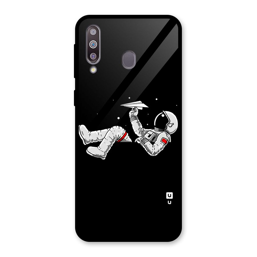 Astronaut Aeroplane Glass Back Case for Galaxy M30