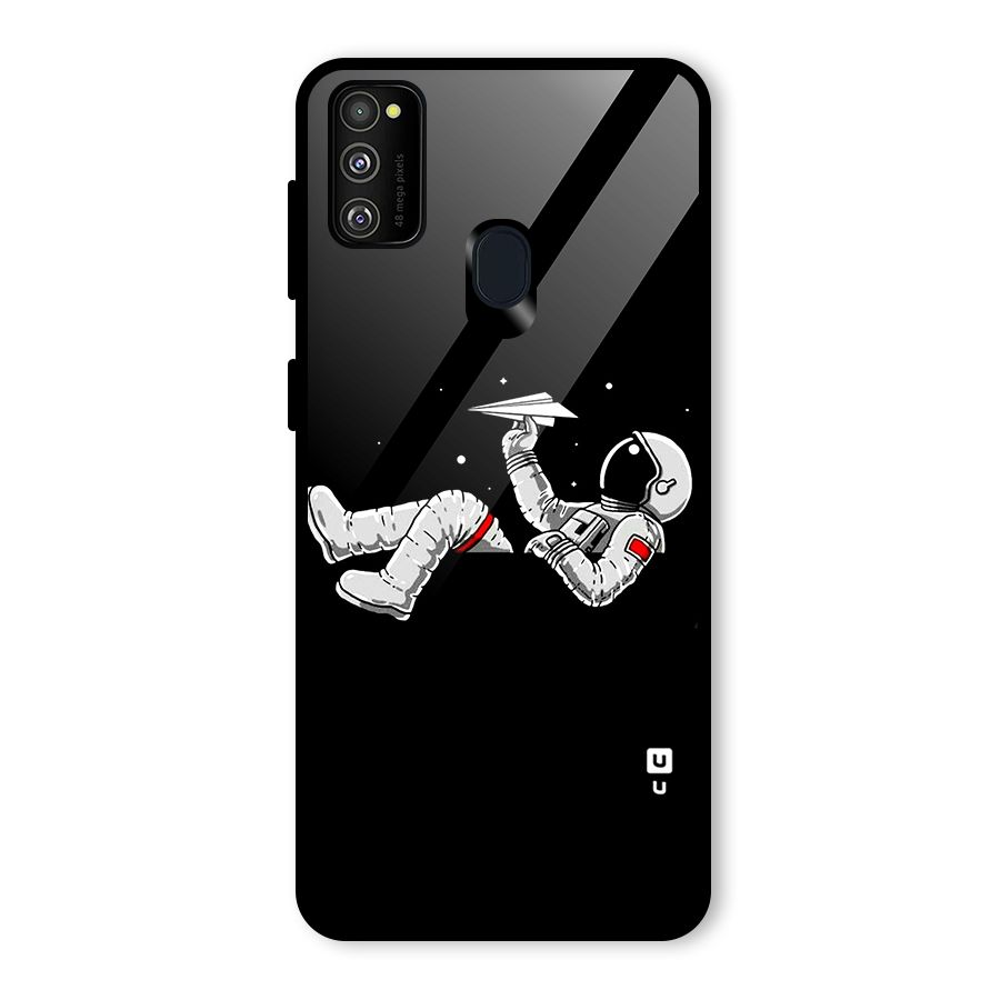 Astronaut Aeroplane Glass Back Case for Galaxy M30s