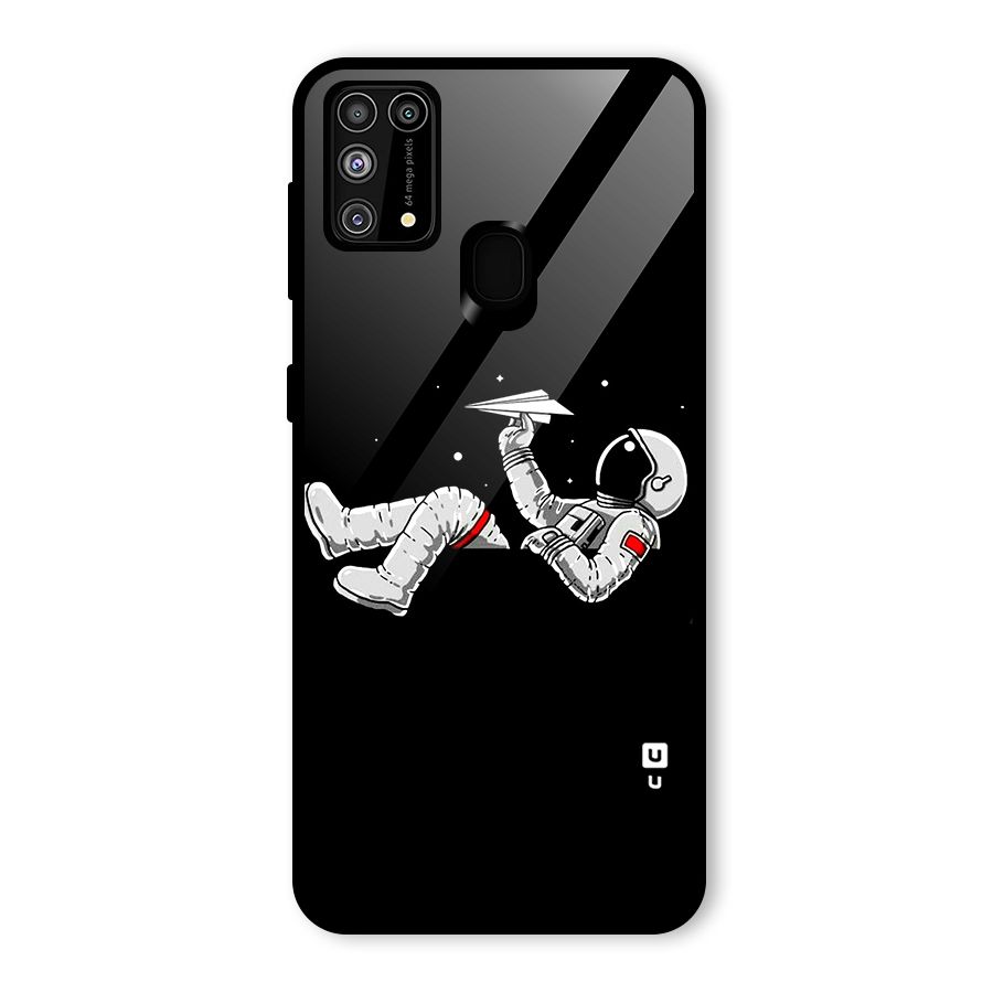 Astronaut Aeroplane Glass Back Case for Galaxy M31