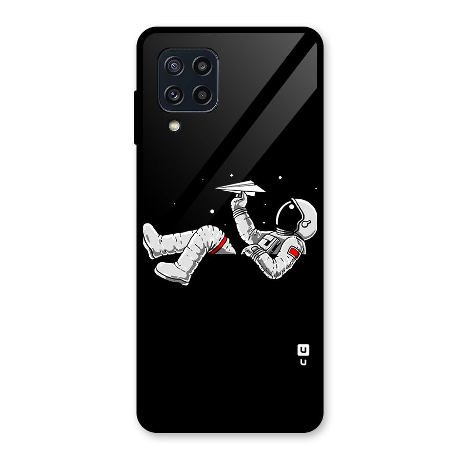 Astronaut Aeroplane Glass Back Case for Galaxy M32