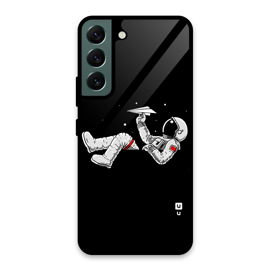 Astronaut Aeroplane Glass Back Case for Galaxy S22 5G