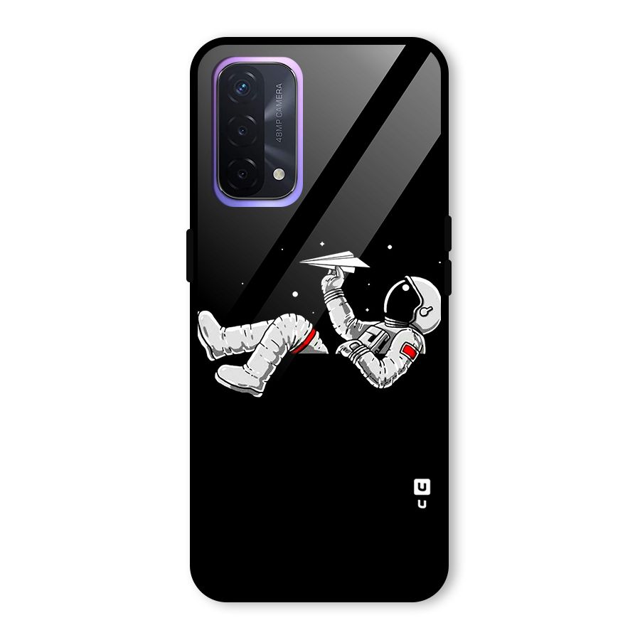 Astronaut Aeroplane Glass Back Case for Oppo A74 5G