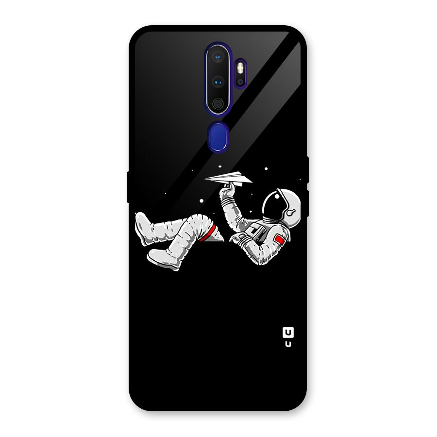 Astronaut Aeroplane Glass Back Case for Oppo A9 (2020)