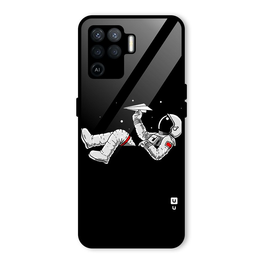 Astronaut Aeroplane Glass Back Case for Oppo F19 Pro