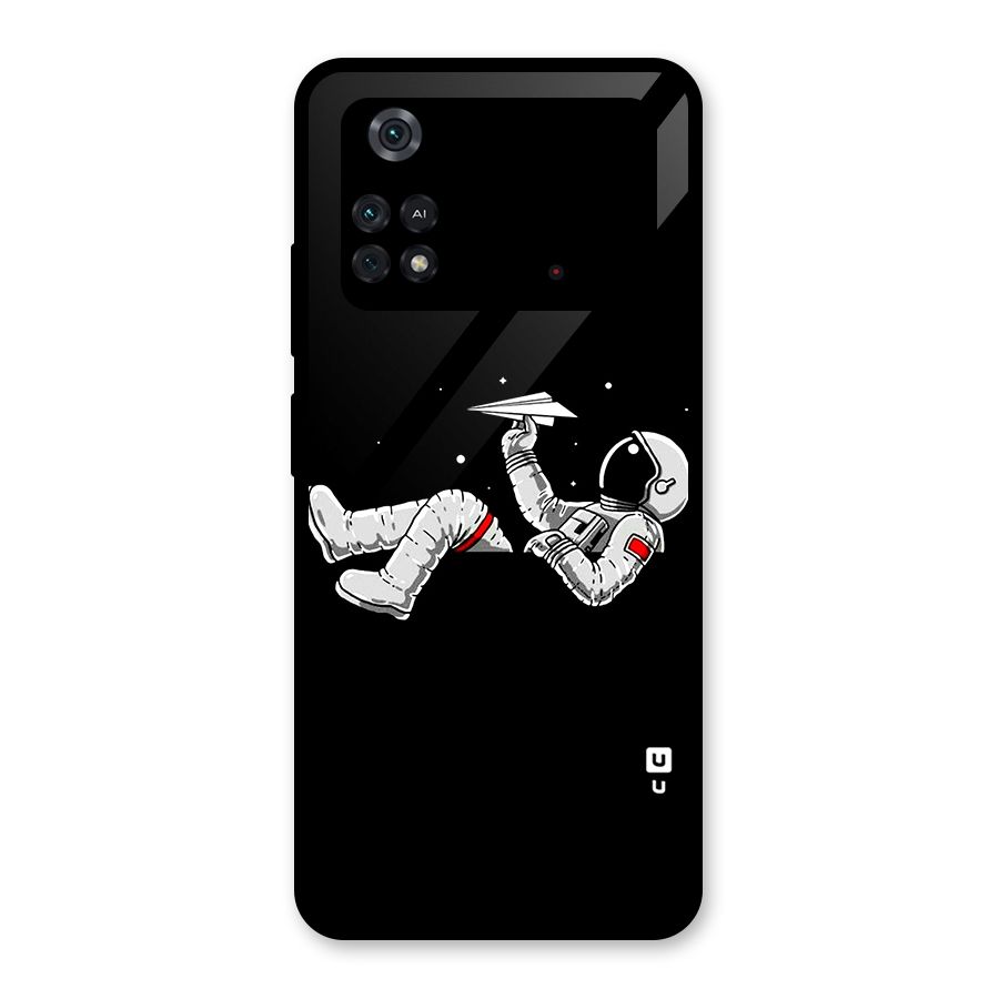 Astronaut Aeroplane Glass Back Case for Poco M4 Pro 4G