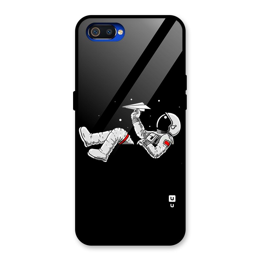 Astronaut Aeroplane Glass Back Case for Realme C2