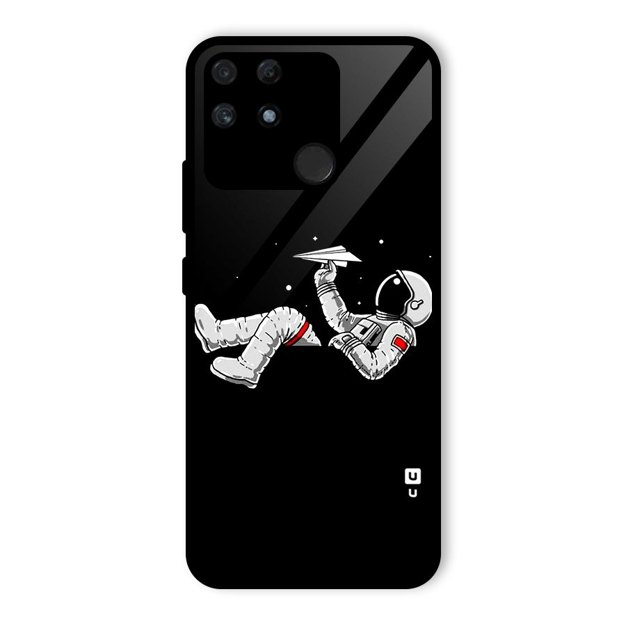 Astronaut Aeroplane Glass Back Case for Realme Narzo 50A