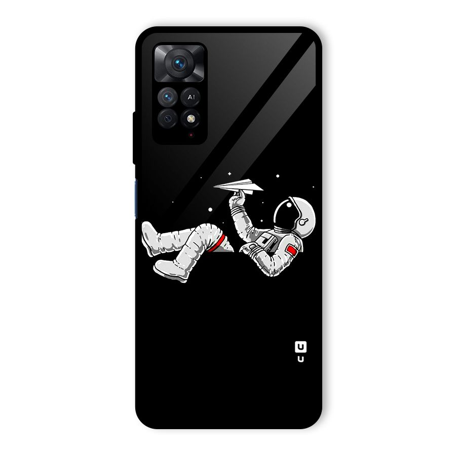Astronaut Aeroplane Glass Back Case for Redmi Note 11 Pro