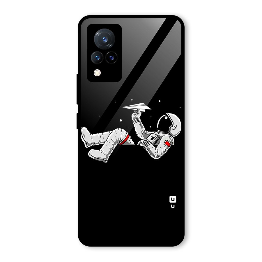 Astronaut Aeroplane Glass Back Case for Vivo V21 5G