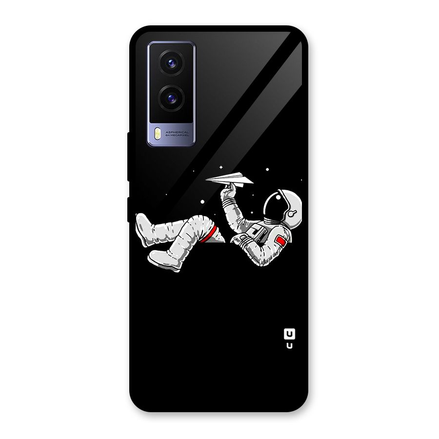 Astronaut Aeroplane Glass Back Case for Vivo V21e 5G