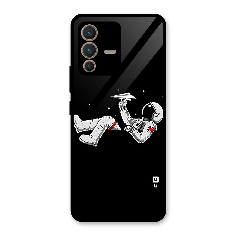 Astronaut Aeroplane Glass Back Case for Vivo V23 5G