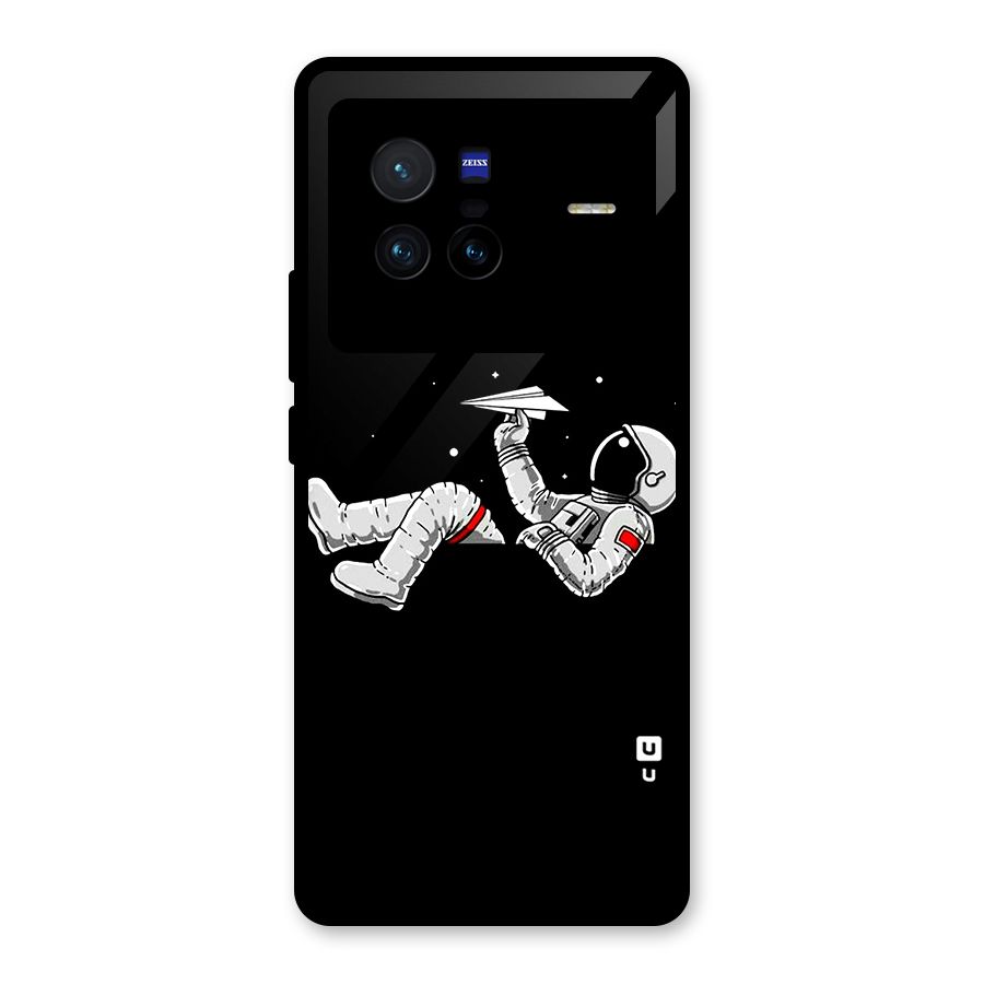 Astronaut Aeroplane Glass Back Case for Vivo X80