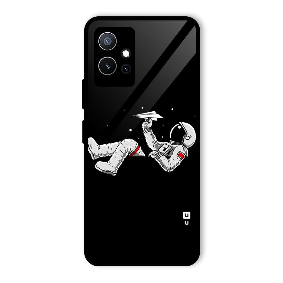 Astronaut Aeroplane Glass Back Case for Vivo Y75 5G