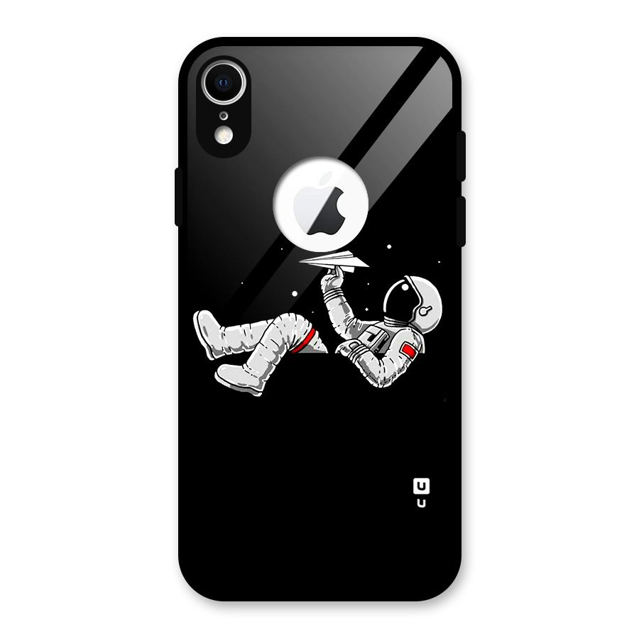 Astronaut Aeroplane Glass Back Case for iPhone XR Logo Cut