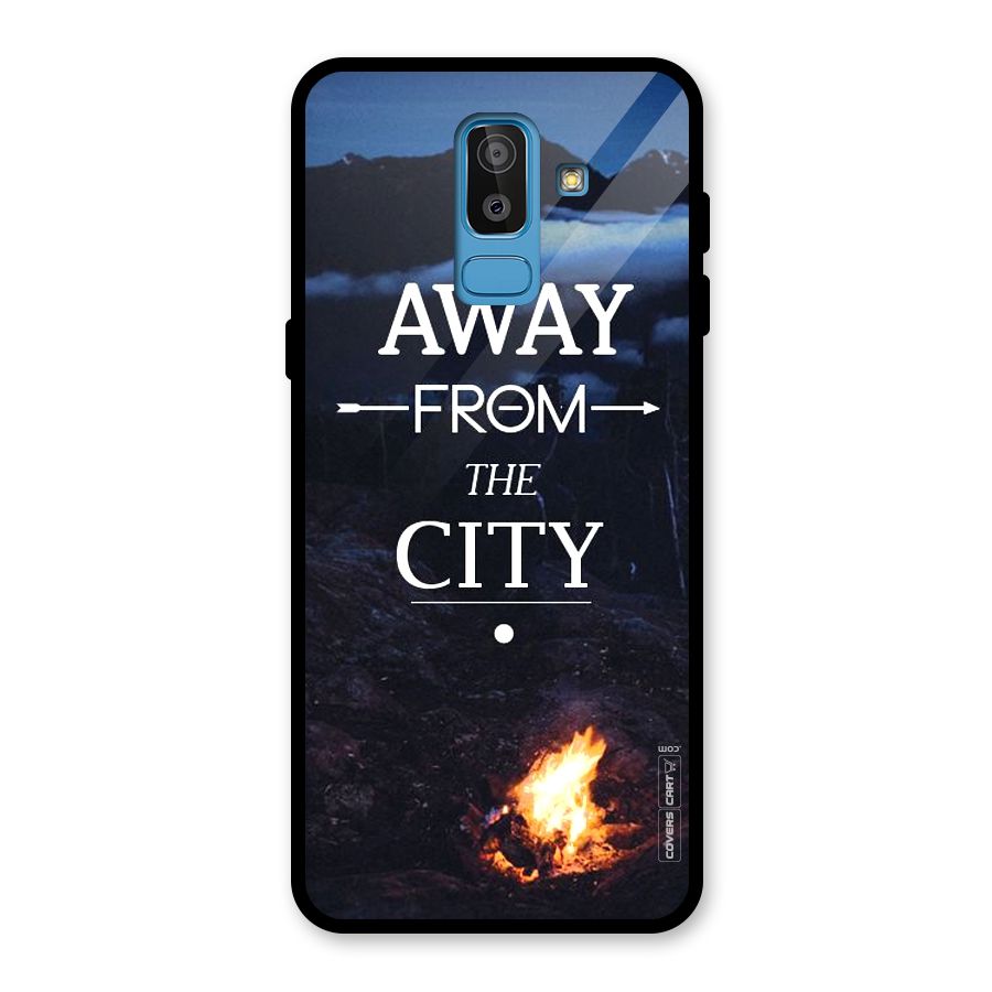 Away From City Glass Back Case for Galaxy J8