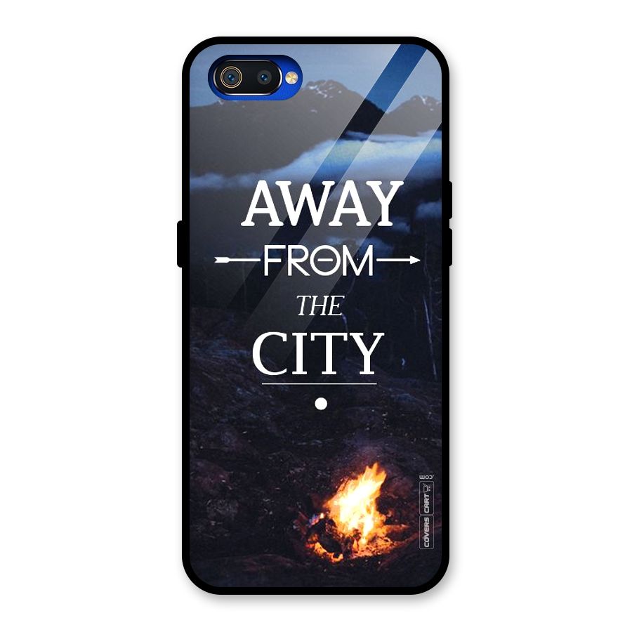 Away From City Glass Back Case for Realme C2