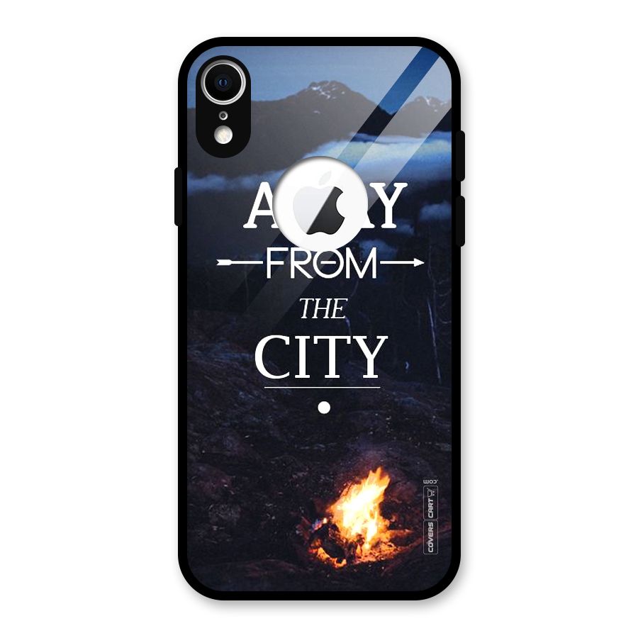 Away From City Glass Back Case for iPhone XR Logo Cut