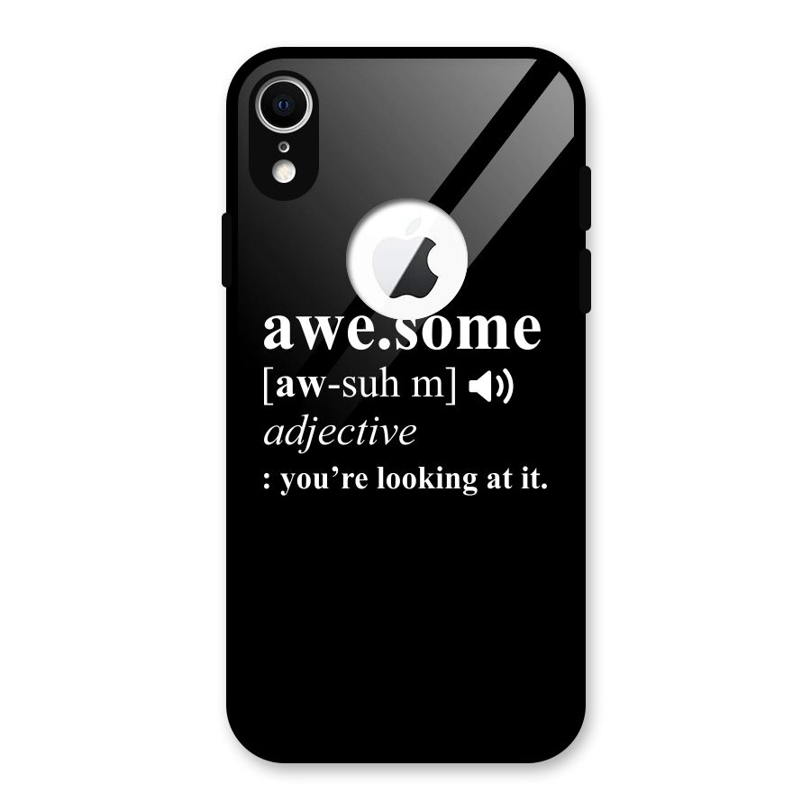 Awesome Looking at it Glass Back Case for iPhone XR Logo Cut