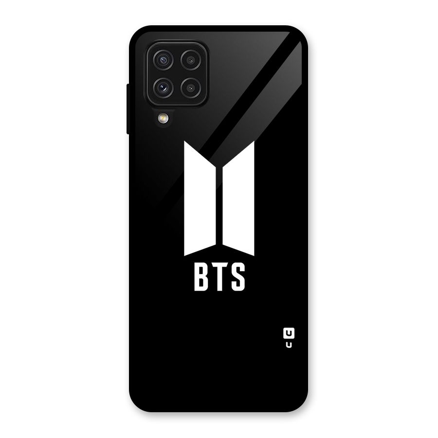 BTS Logo Black Glass Back Case for Galaxy A22 4G