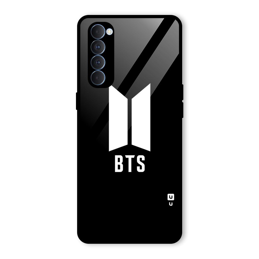 BTS Logo Black Glass Back Case for Oppo Reno4 Pro