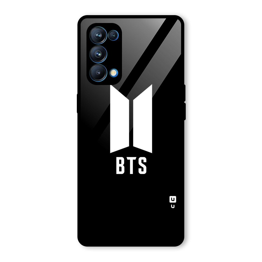 BTS Logo Black Glass Back Case for Oppo Reno5 Pro 5G