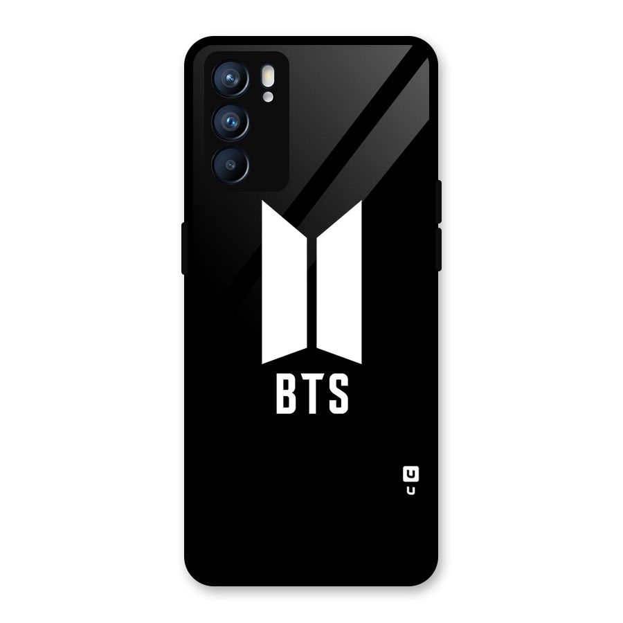 BTS Logo Black Glass Back Case for Oppo Reno6 5G