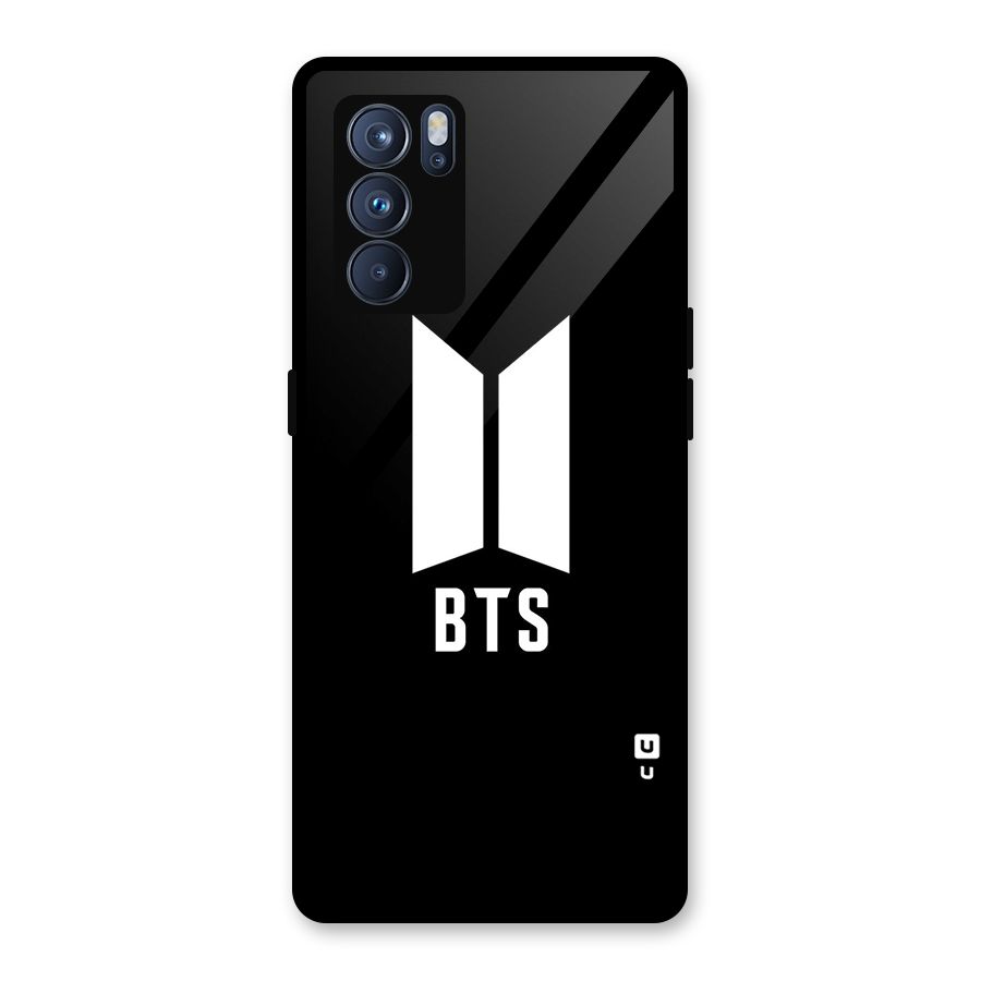 BTS Logo Black Glass Back Case for Oppo Reno6 Pro 5G