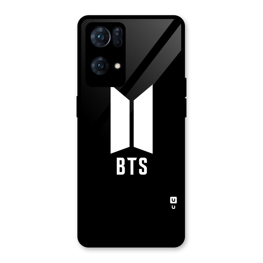 BTS Logo Black Glass Back Case for Oppo Reno7 Pro 5G