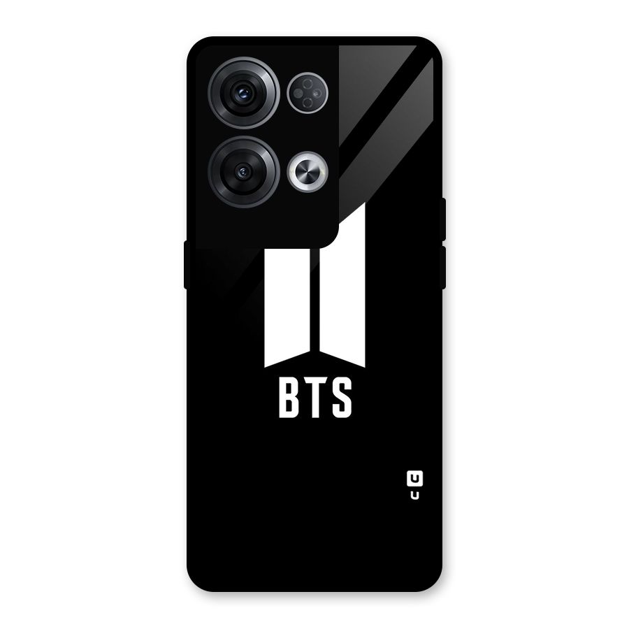 BTS Logo Black Glass Back Case for Oppo Reno8 Pro 5G
