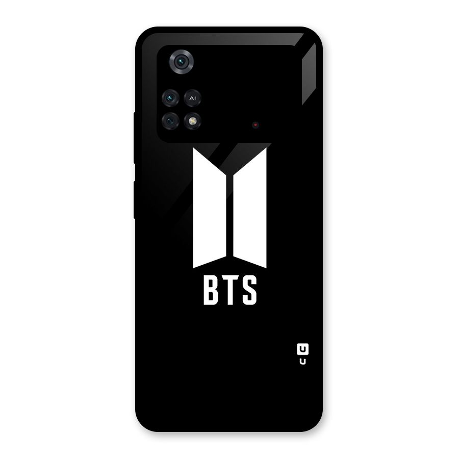 BTS Logo Black Glass Back Case for Poco M4 Pro 4G