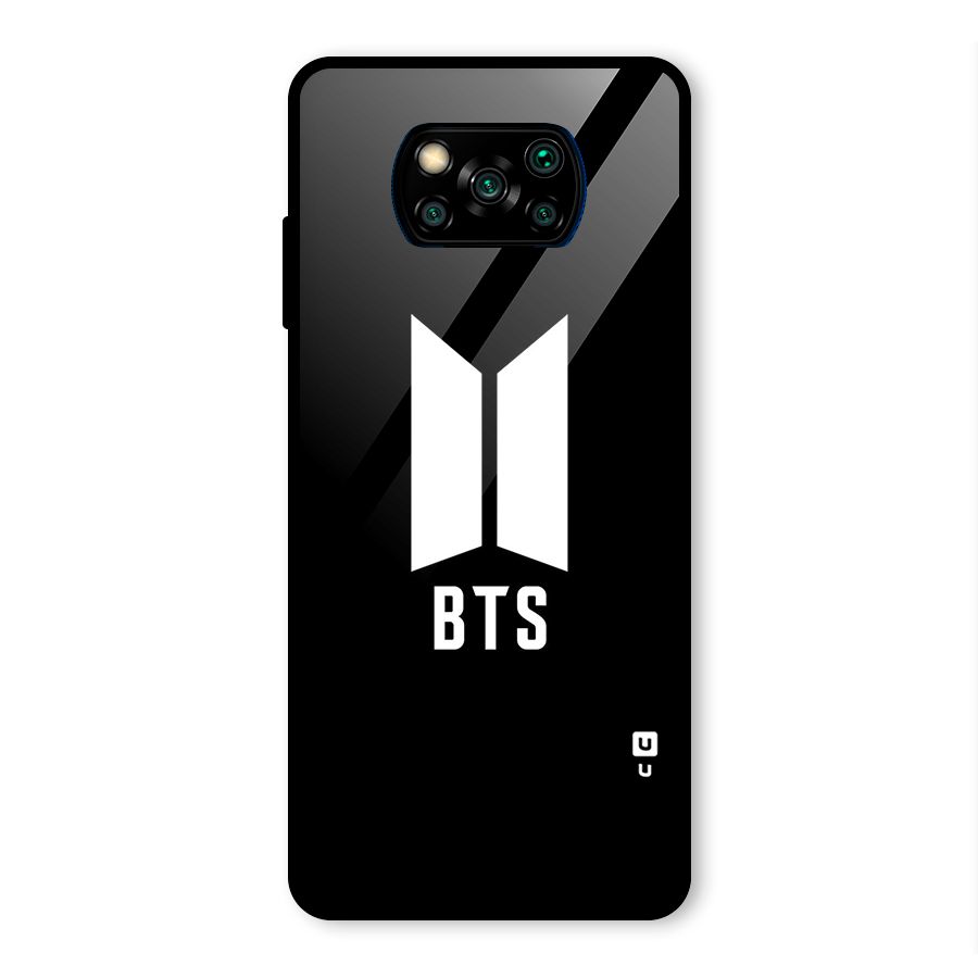 BTS Logo Black Glass Back Case for Poco X3 Pro