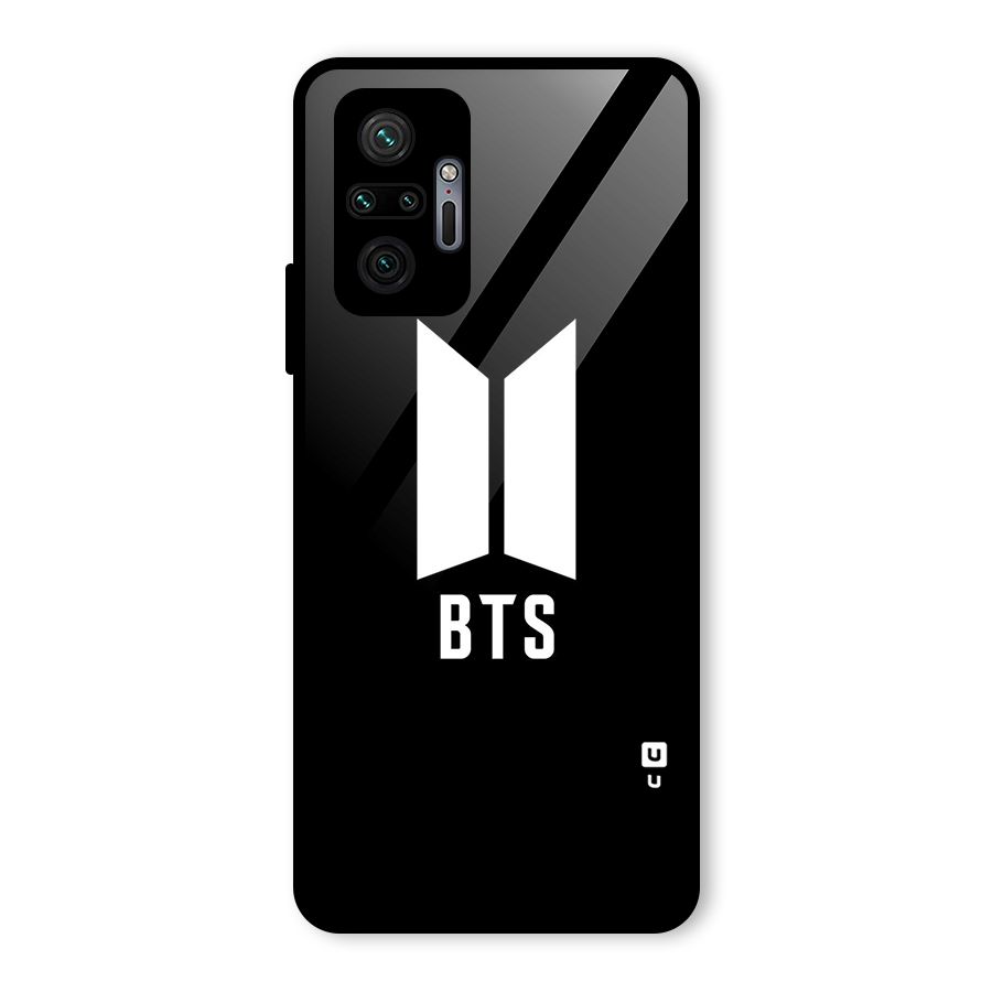 BTS Logo Black Glass Back Case for Redmi Note 10 Pro
