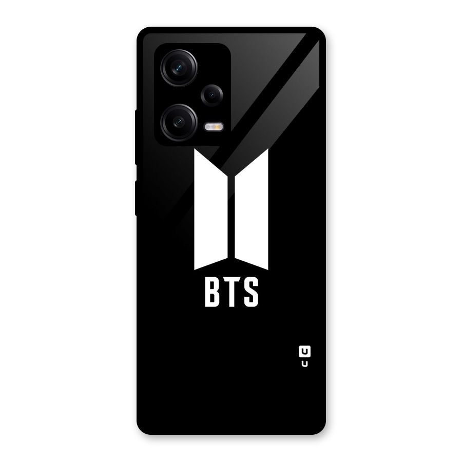 BTS Logo Black Glass Back Case for Redmi Note 12 Pro