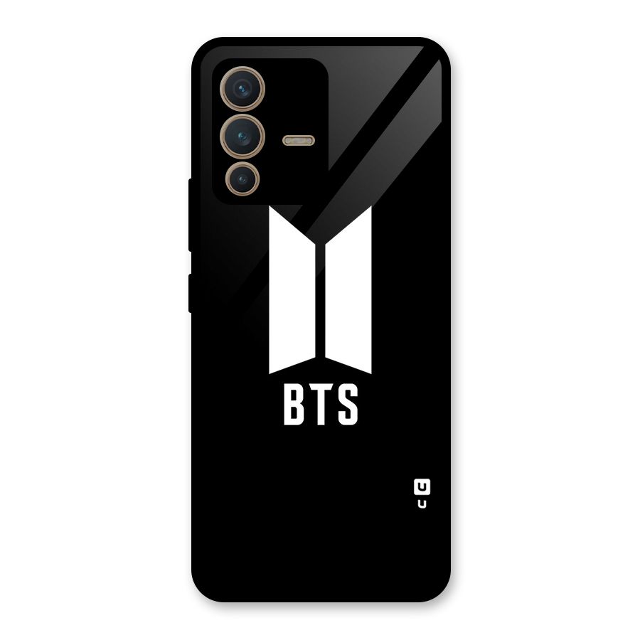 BTS Logo Black Glass Back Case for Vivo V23 5G