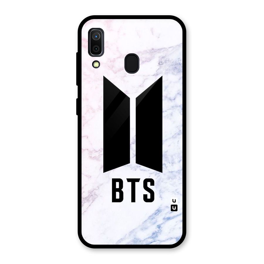 BTS Logo Marble Print Glass Back Case for Galaxy A30