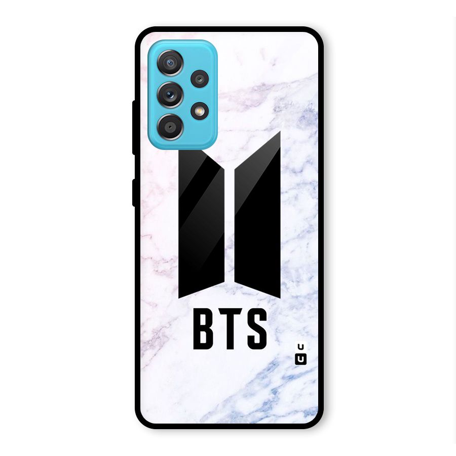 BTS Logo Marble Print Glass Back Case for Galaxy A52