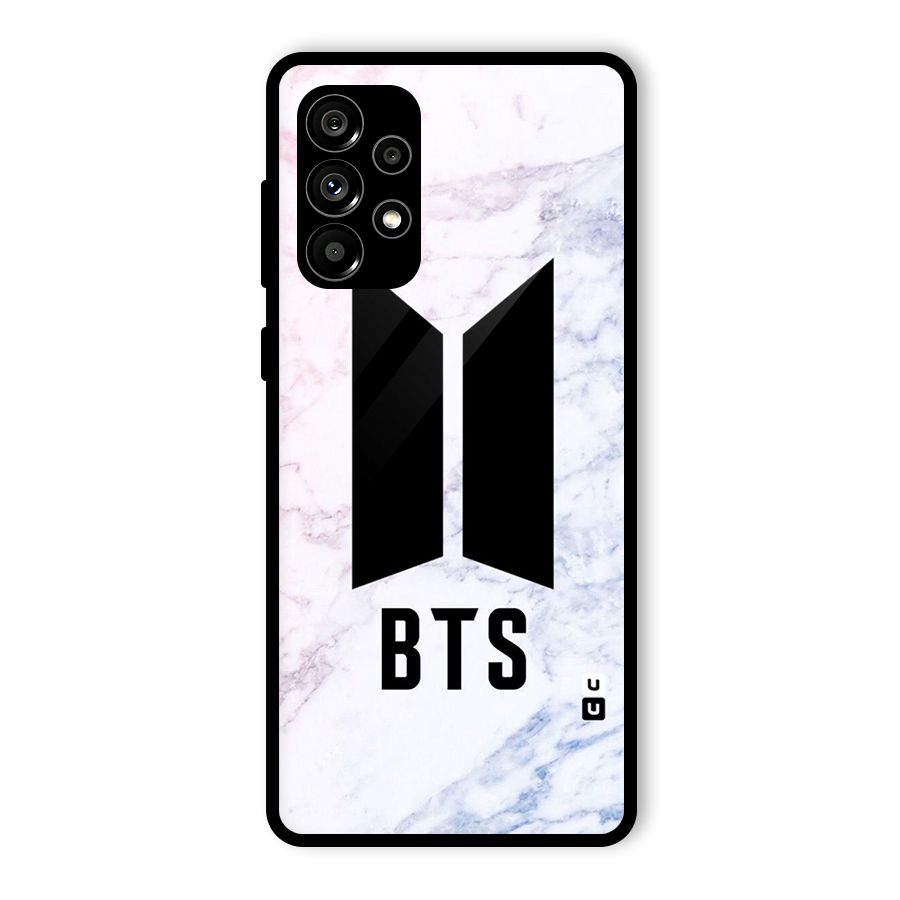 BTS Logo Marble Print Glass Back Case for Galaxy A73 5G