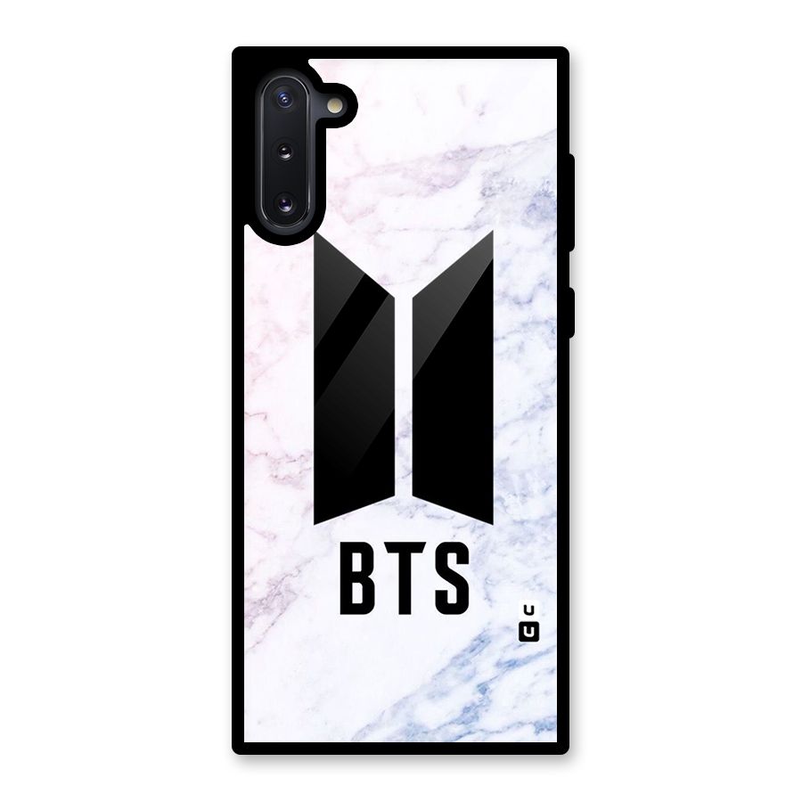 BTS Logo Marble Print Glass Back Case for Galaxy Note 10
