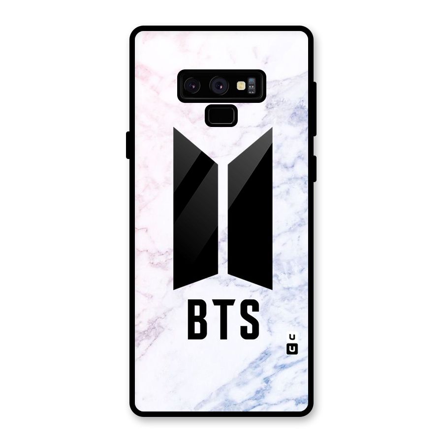 BTS Logo Marble Print Glass Back Case for Galaxy Note 9