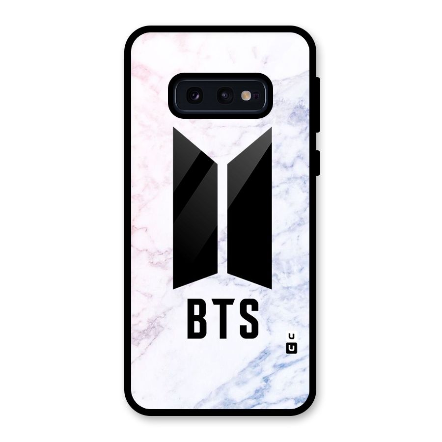 BTS Logo Marble Print Glass Back Case for Galaxy S10e